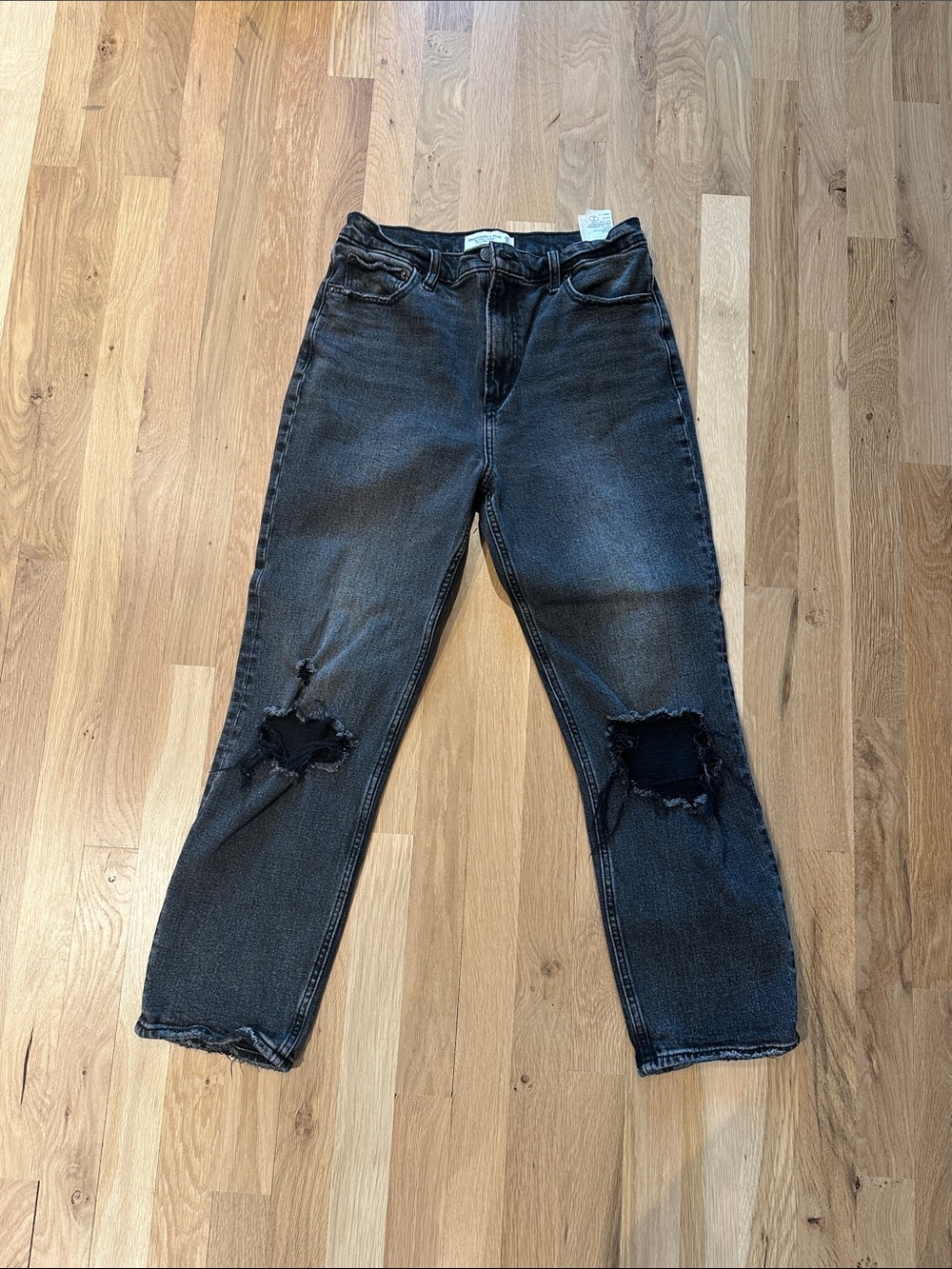 Abercrombie & Fitch Black Distressed Ankle Jeans